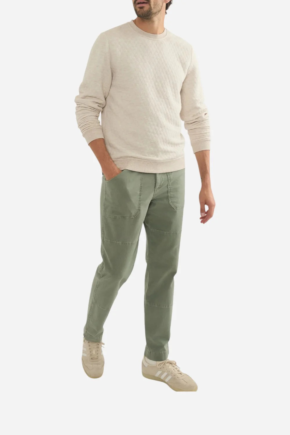 Dark Oat Heather Corbet Quilted Crewneck