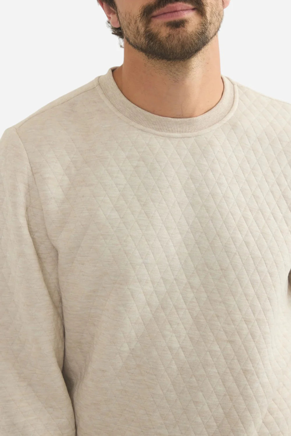 Dark Oat Heather Corbet Quilted Crewneck