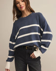 Storm Cloud Heather Jordane Striped Sweater