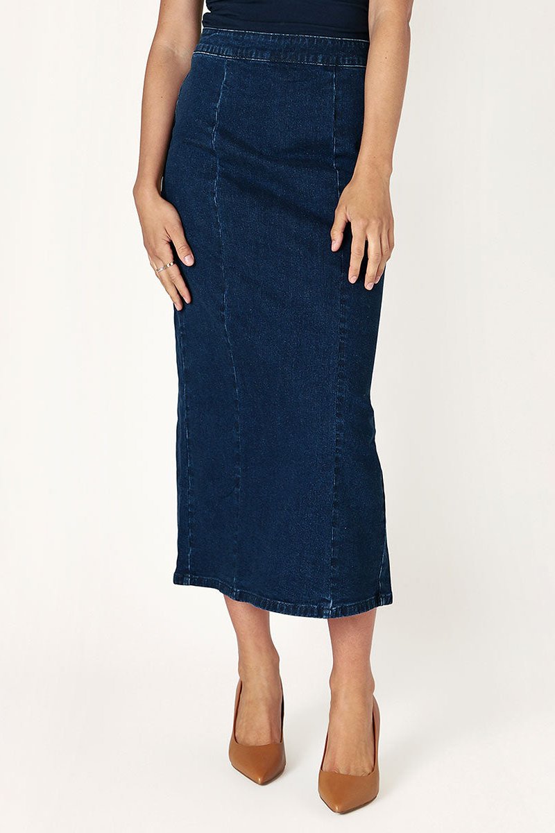 Dark Indigo Wash Maxi Skirt