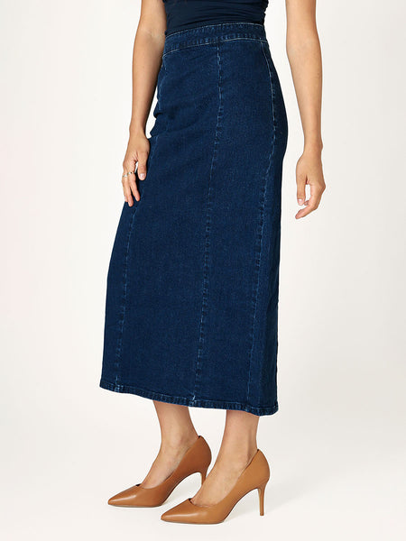 Dark Indigo Wash Maxi Skirt