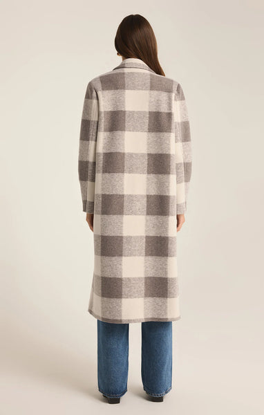 Slate Grey Conway Buffalo Plaid Coat