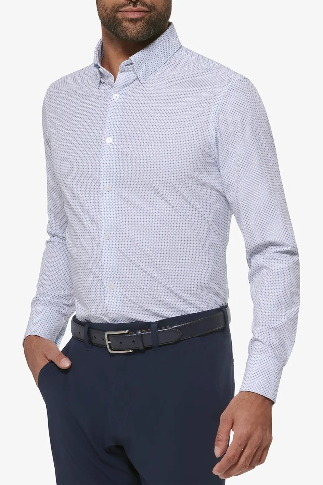 White Plus Print Leeward LS Dress Shirt