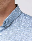 Coastal Fjord Textured Palm Print Halyard SS Dress Shirt