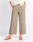 Khaki Topaz High Rise Wide Leg Pants