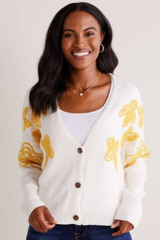 White & Yellow Emilie Cardigan