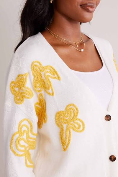 White & Yellow Emilie Cardigan