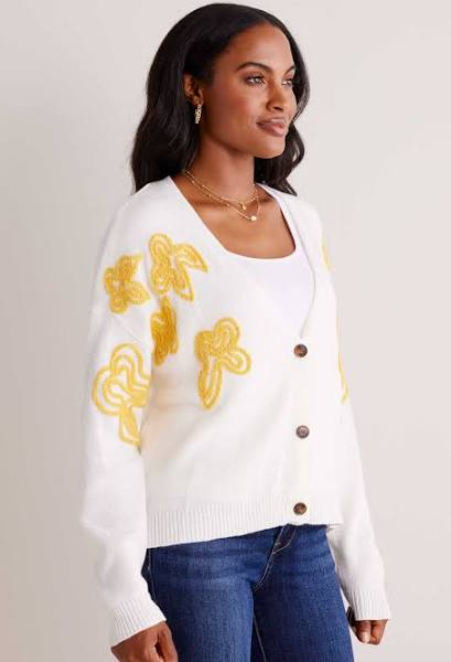 White & Yellow Emilie Cardigan