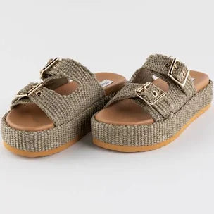 Karrigan Olive Raffia Sandal