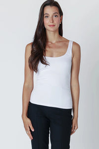 White Scoop Neck Tank Top