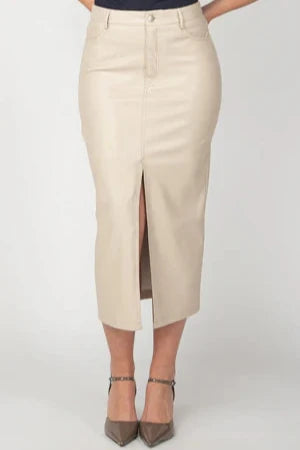 Cream Faux Leather Stevie Skirt