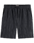 Washed Black Cotton Terry Jacquard Shorts
