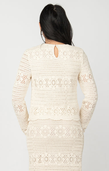 Oatmeal Crochet Longsleeve Top