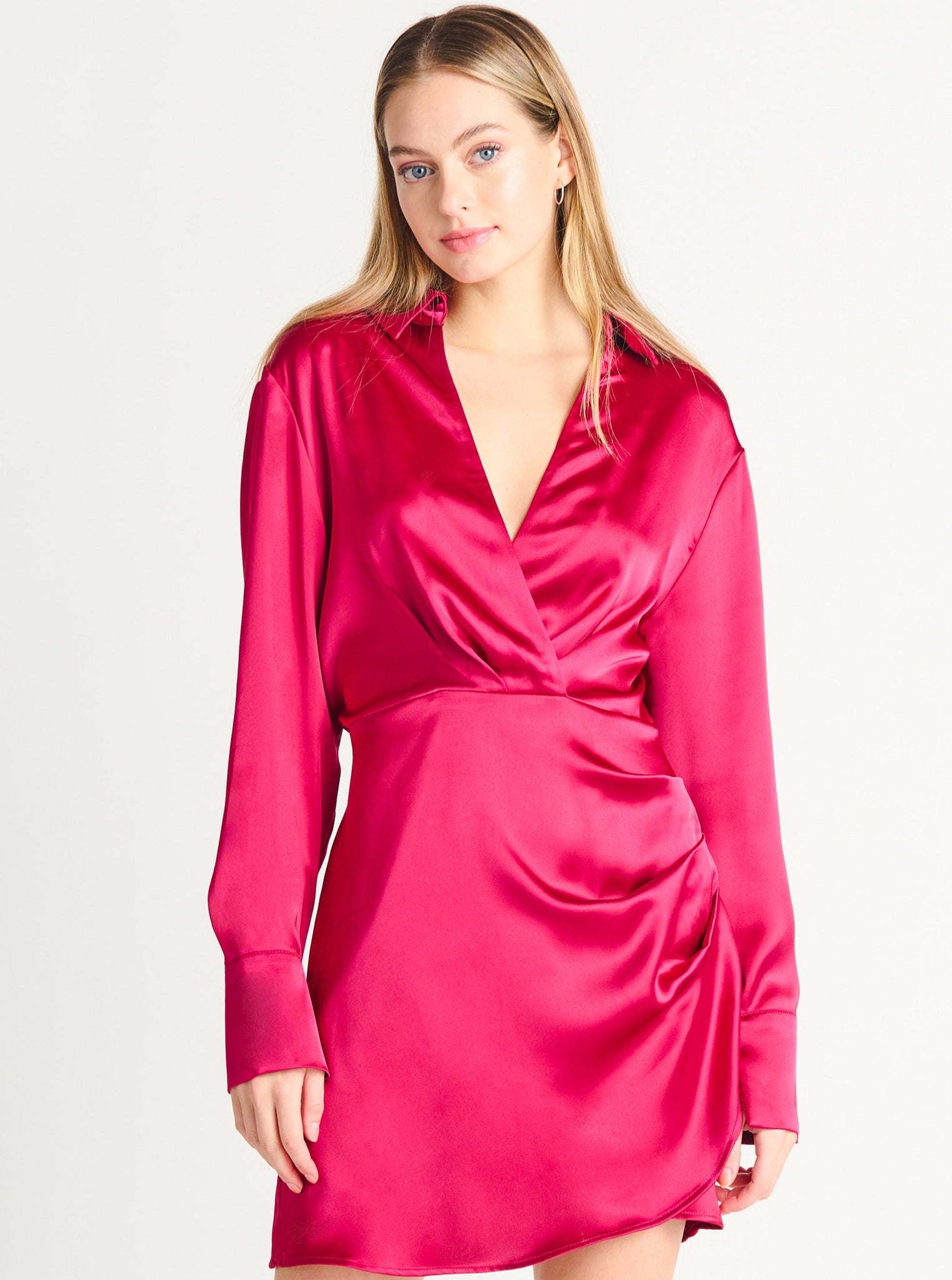 Satin Azalea Wrap Dress
