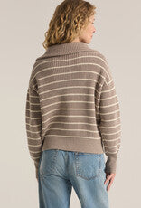 Striped Taupe Villa Half Zip Sweater