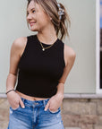 Black Ribbed All Day Tank