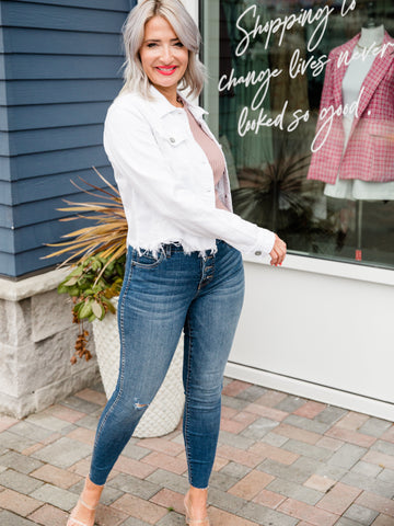 White Regular Fitted Jacket