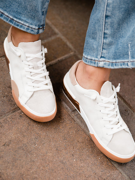 White & Tan Leather Zina Sneaker