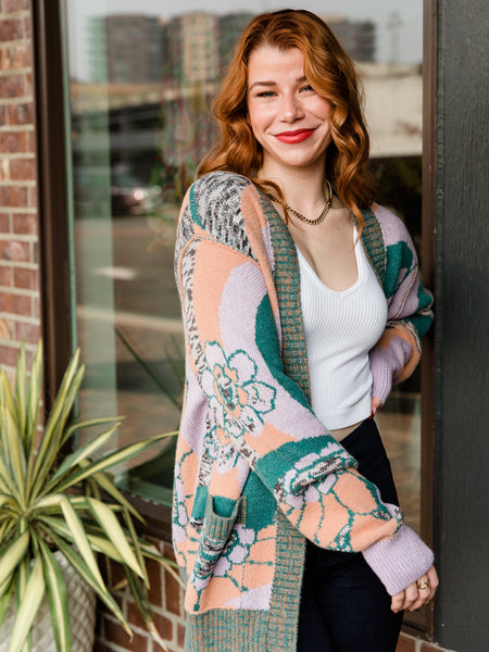 Free People Orchid Teal August Cardigan