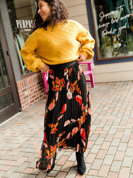 Black Ashely Printed Skirt