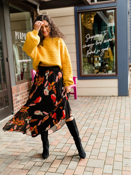 Black Ashely Printed Skirt