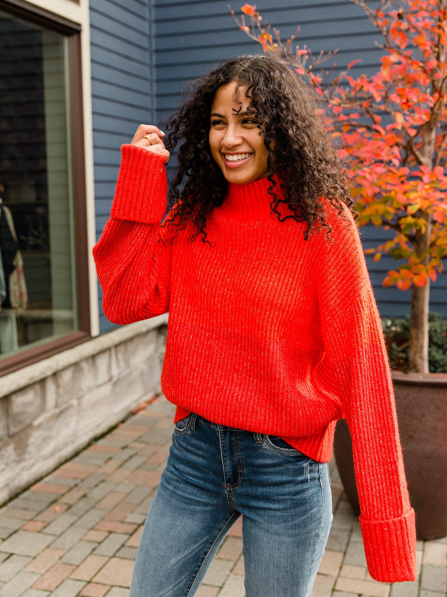 Lipstick Red Poppy Striped Sweater