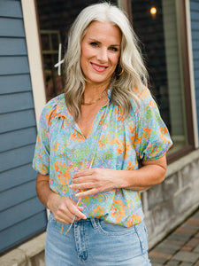 Blue Orange Ollie Blouse