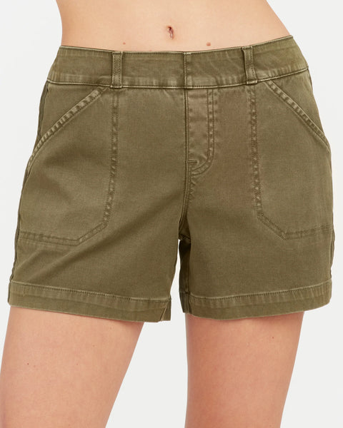 SPANX® Olive Twill Shorts 4"