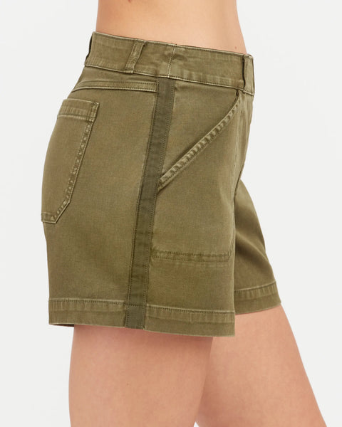 SPANX® Olive Twill Shorts 4"