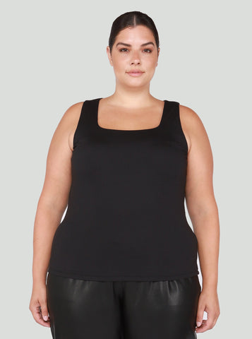 Black Square Neck Tank